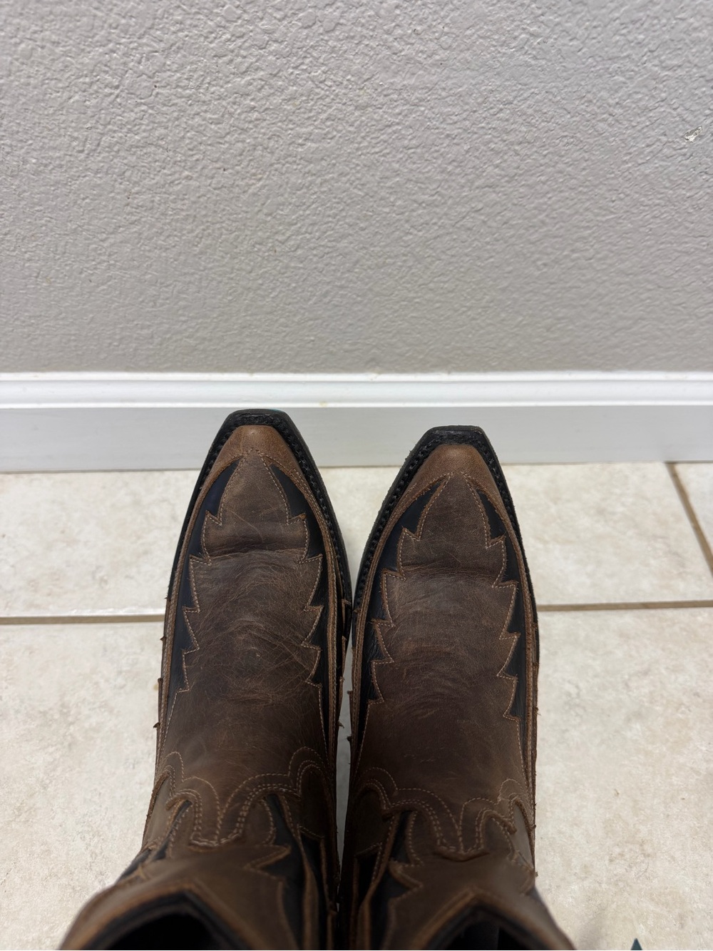 Lane Brown Leather Western Zip Cowboy Ankle Boots - Picture 4 of 5